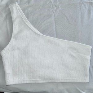 White One Shoulder Crop Top